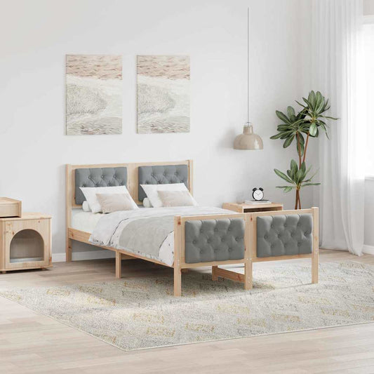 Struttura del letto Grigio chiaro 120 x 190 cm Pino massello | homemem39