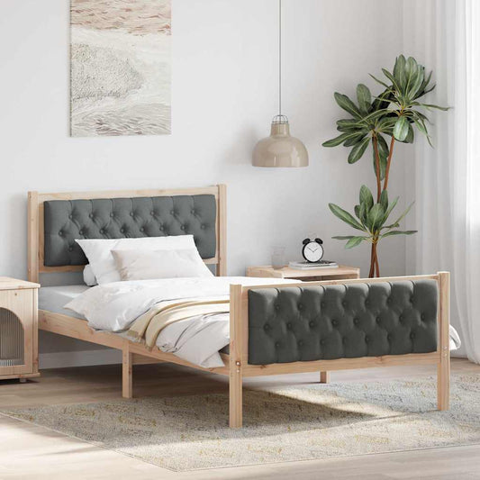 Struttura del letto Grigio scuro 100 x 200 cm Pino massello | homemem39