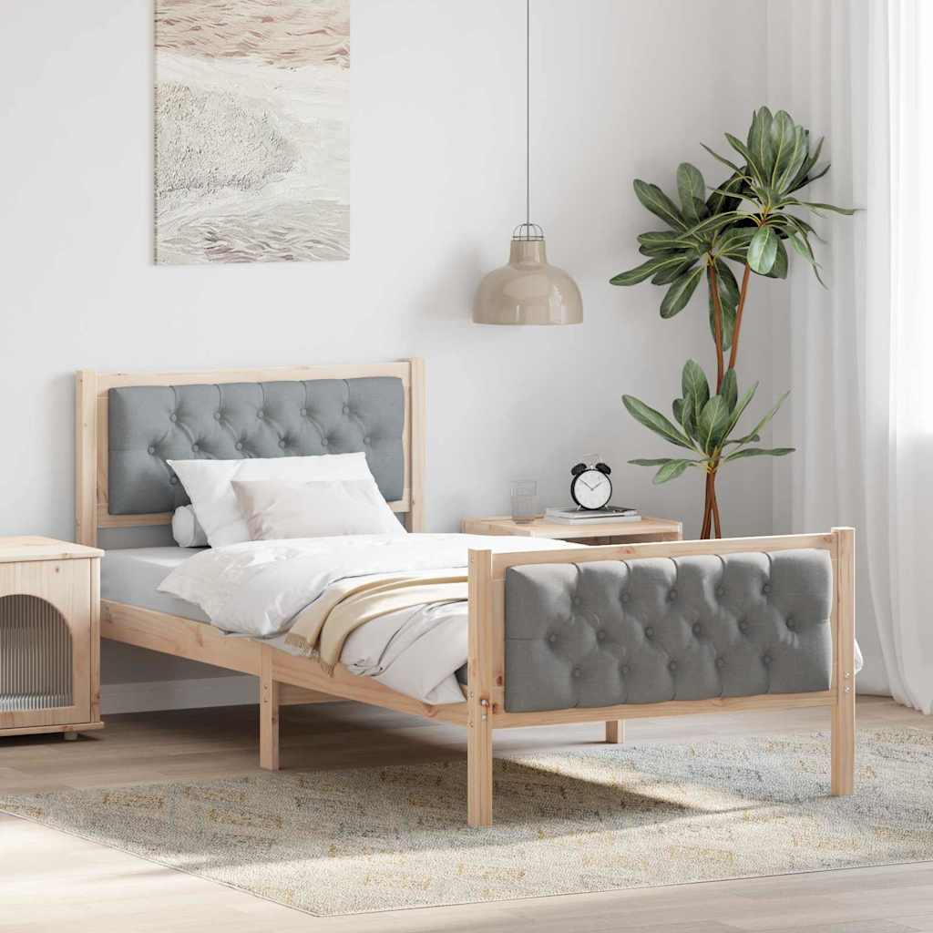 Struttura del letto Grigio chiaro 90 x 200 cm Pino massello | homemem39