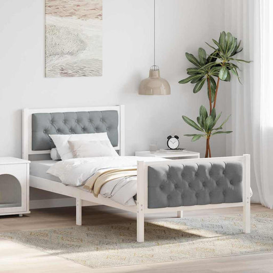 Struttura del letto Grigio chiaro 90 x 200 cm Pino massello | homemem39