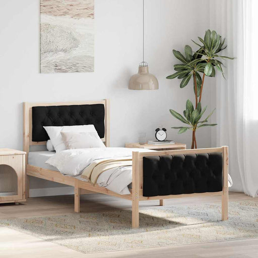 Struttura del letto con testiera Nero 80 x 200 cm Pino massello | homemem39