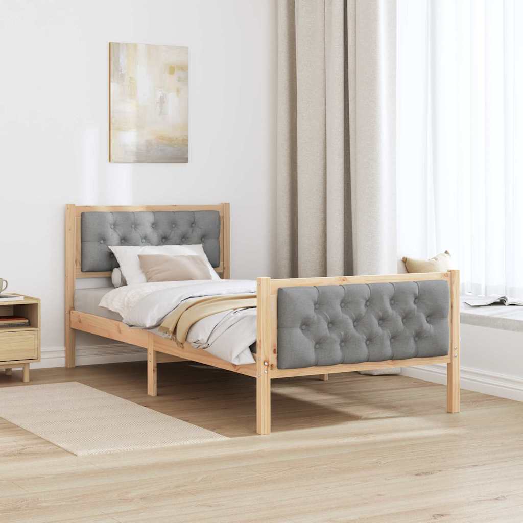 Struttura del letto Grigio chiaro 90 x 190 cm Pino massello | homemem39