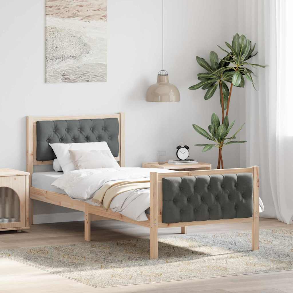 Struttura del letto Grigio scuro 75 x 190 cm Pino massello | homemem39