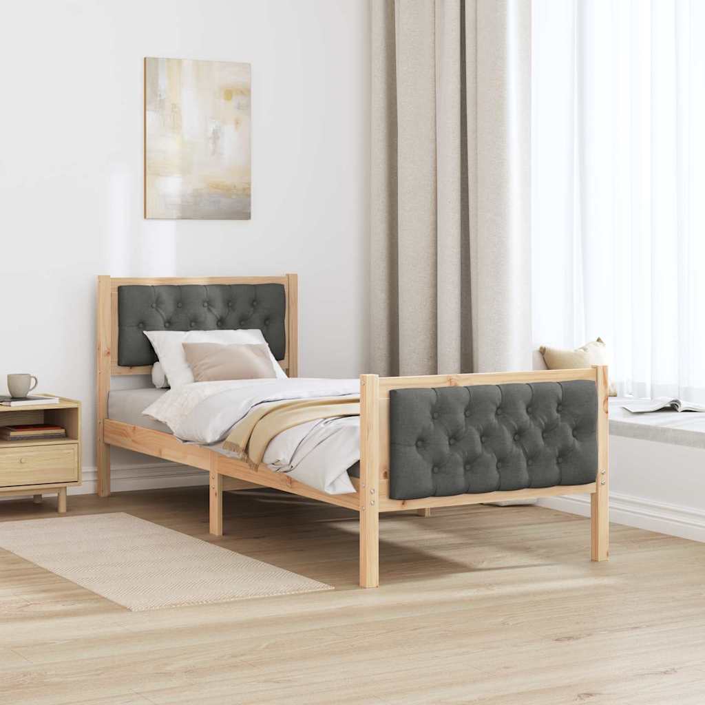Struttura del letto Grigio scuro 75 x 190 cm Pino massello | homemem39