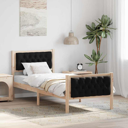 Struttura del letto con testiera Nero 75 x 190 cm Pino massello | homemem39