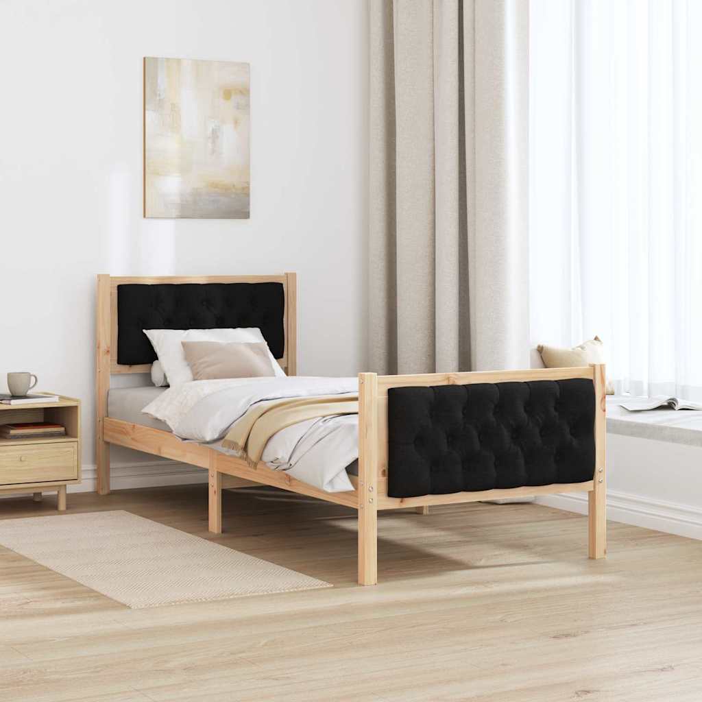 Struttura del letto con testiera Nero 75 x 190 cm Pino massello | homemem39