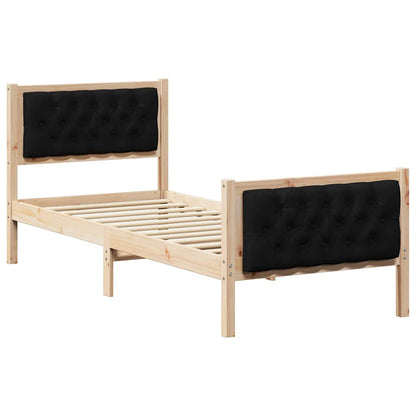 Struttura del letto con testiera Nero 75 x 190 cm Pino massello | homemem39