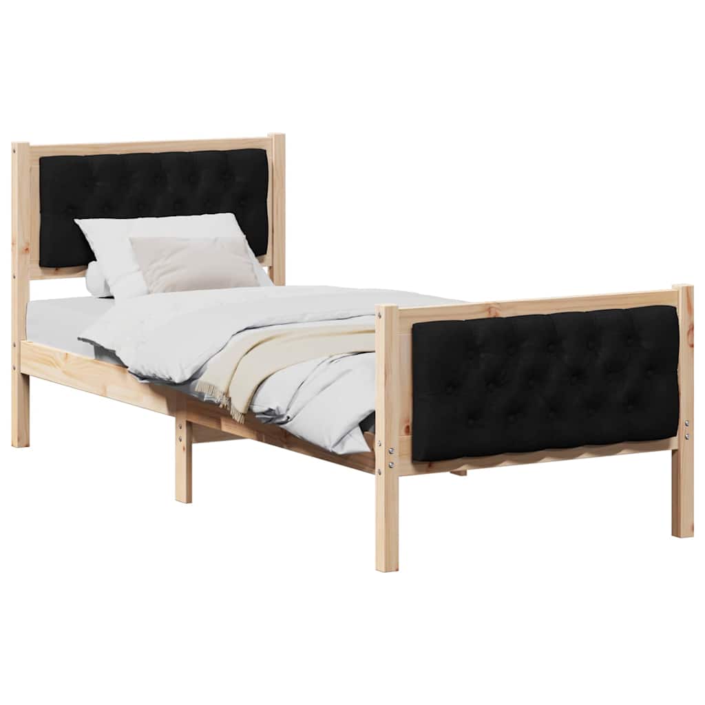 Struttura del letto con testiera Nero 75 x 190 cm Pino massello | homemem39