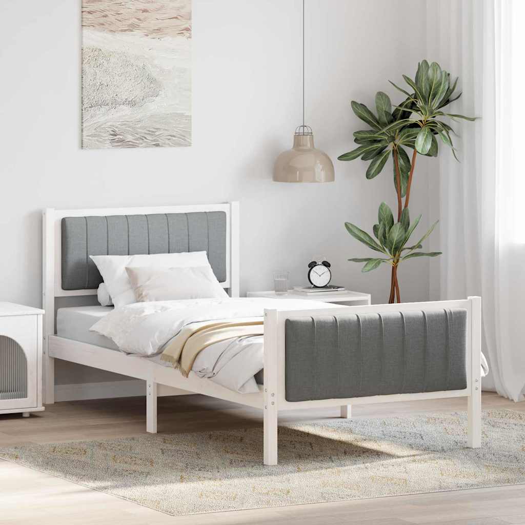 Struttura del Letto Bianco e grigio chiaro 90 x 190 cm | homemem39