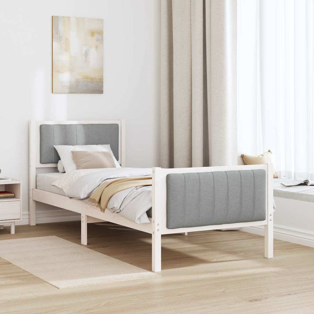 Struttura del Letto Bianco e grigio chiaro 75 x 190 cm | homemem39