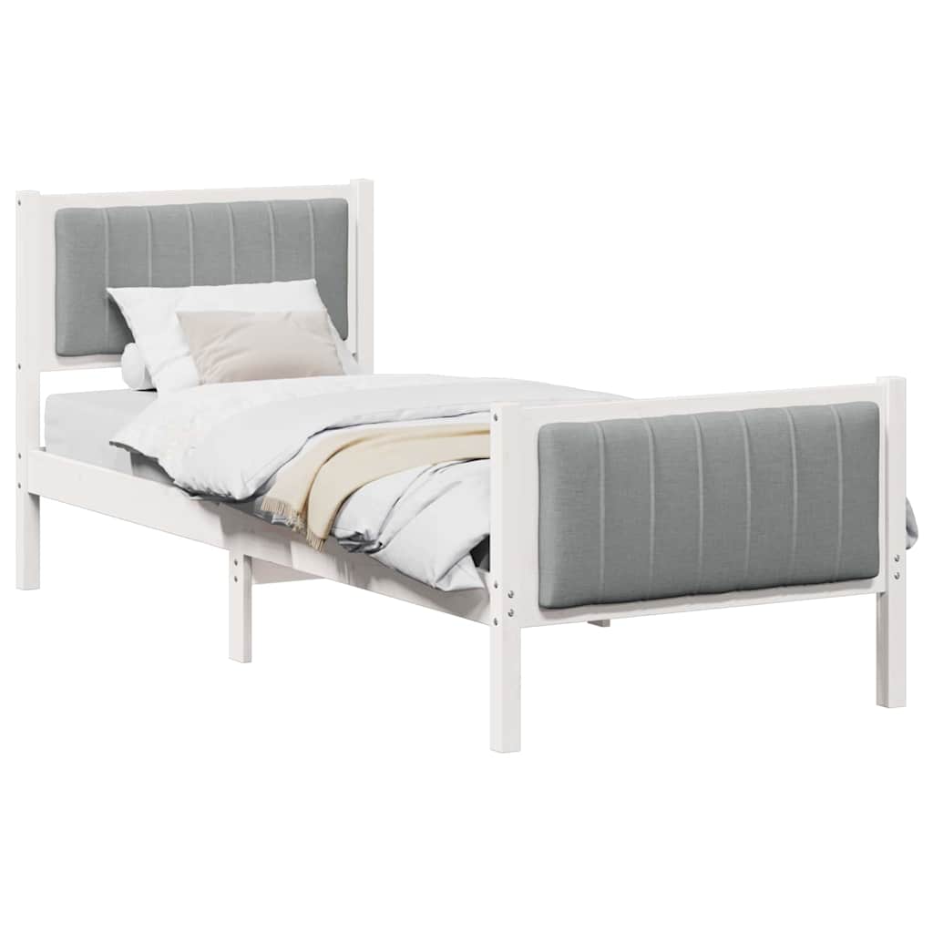 Struttura del Letto Bianco e grigio chiaro 75 x 190 cm | homemem39