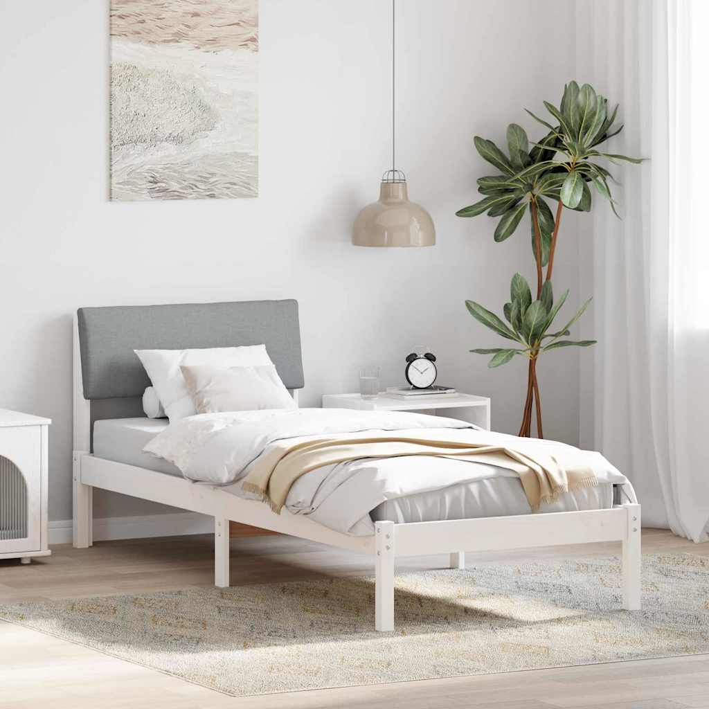 Struttura del Letto Bianco e grigio chiaro 75 x 190 cm | homemem39