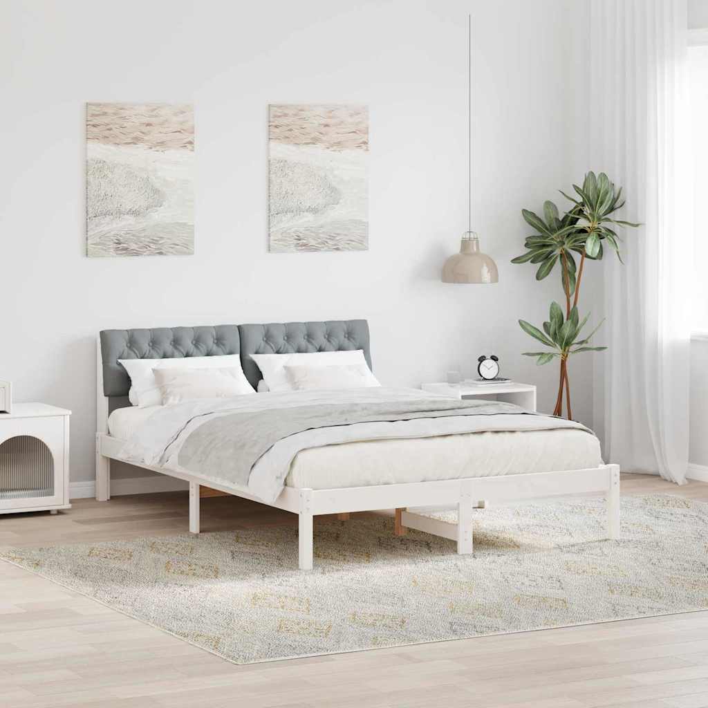 Struttura del Letto Bianco e grigio chiaro 140 x 200 cm | homemem39