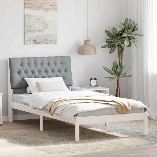 Letto con Testiera Rivestita con testiera Bianco 100 x 200 cm