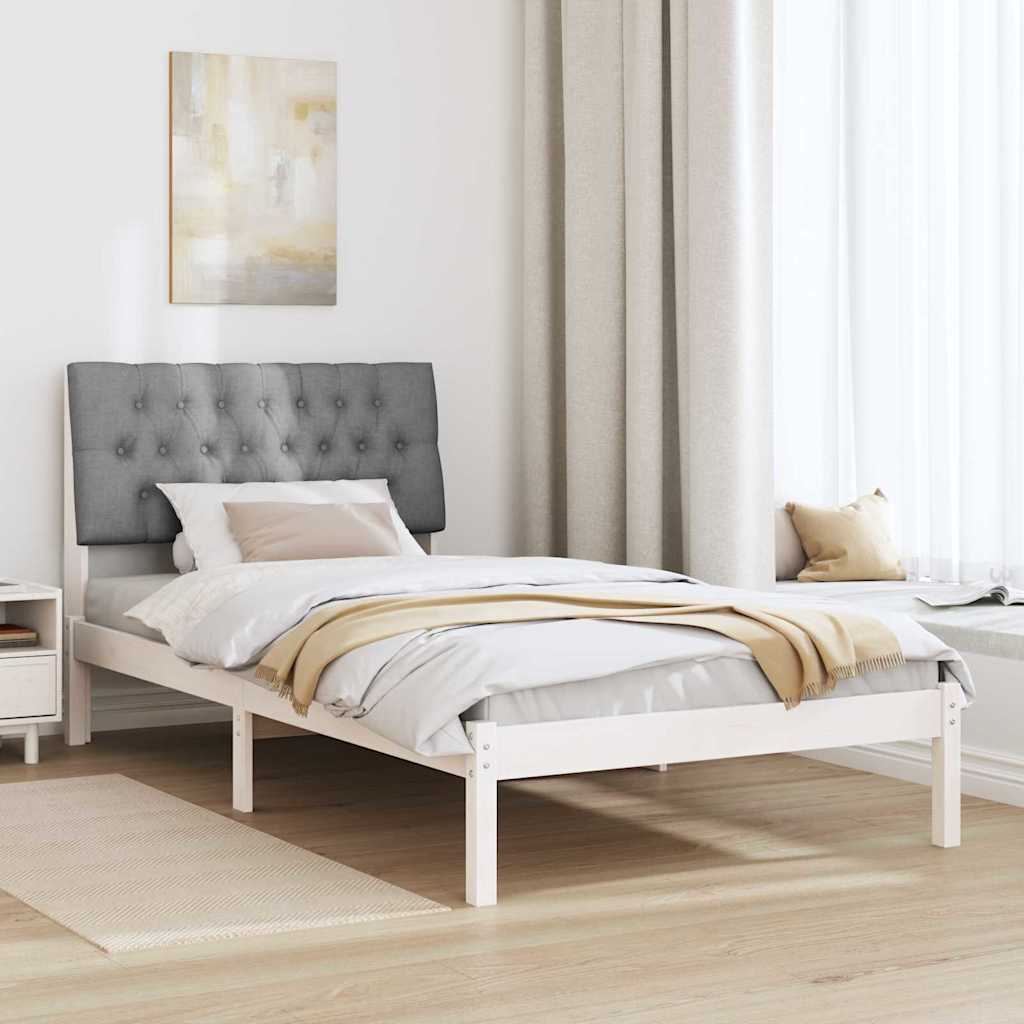 Letto con Testiera Rivestita con testiera Bianco 100 x 200 cm