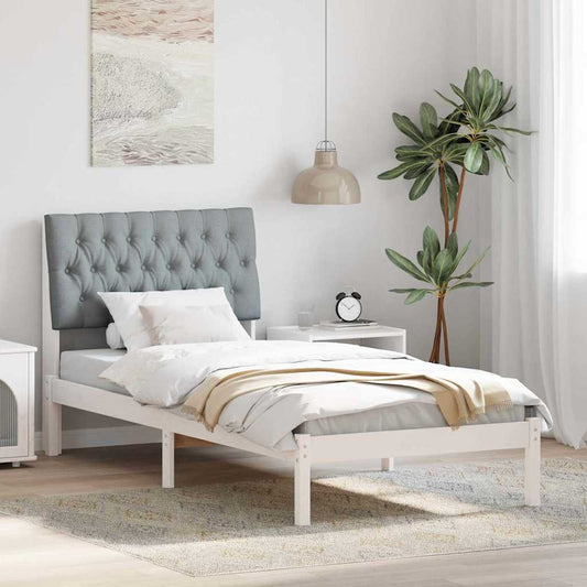 Letto con Testiera Rivestita con testiera Bianco 90 x 190 cm