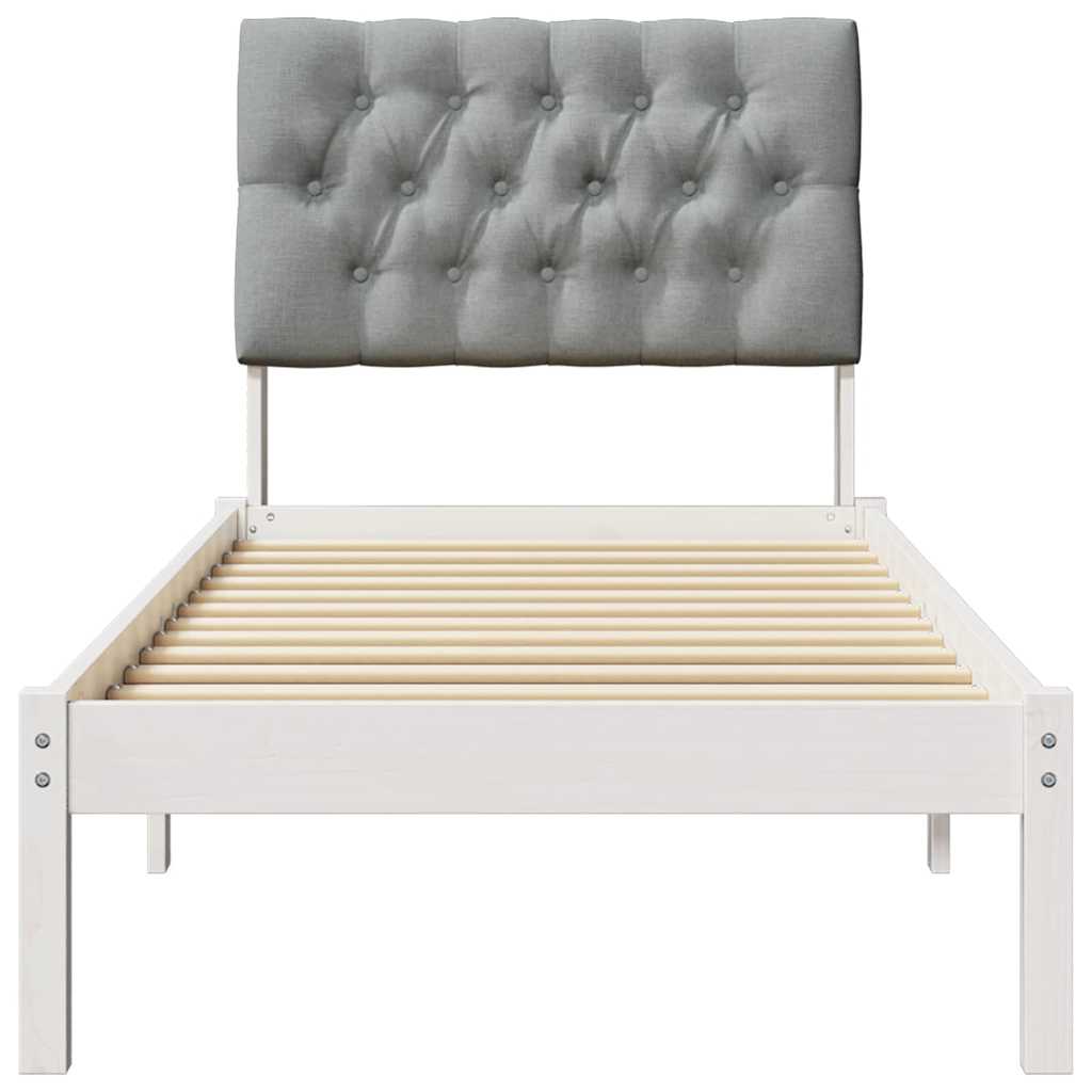 Letto con Testiera Rivestita con testiera Bianco 75 x 190 cm