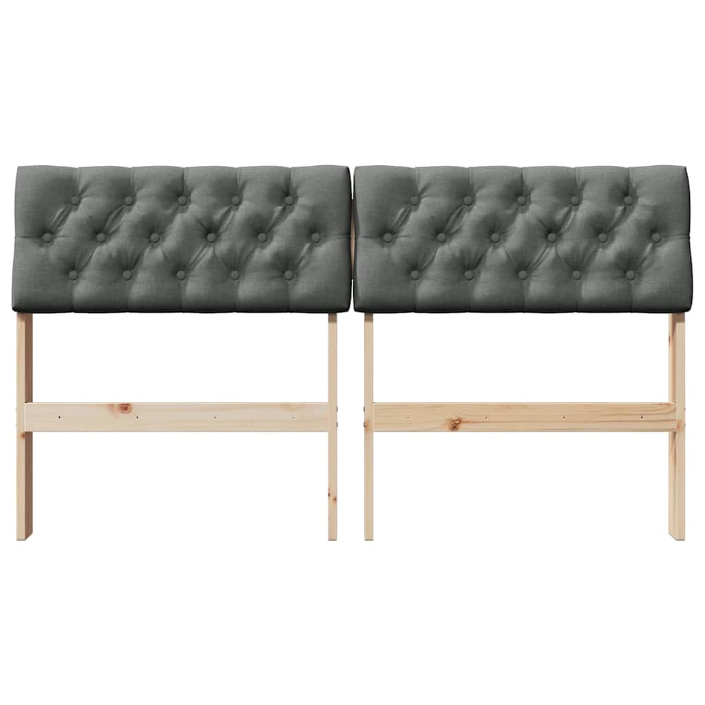 Testiera imbottita Grigio scuro 135 cm Pino massello