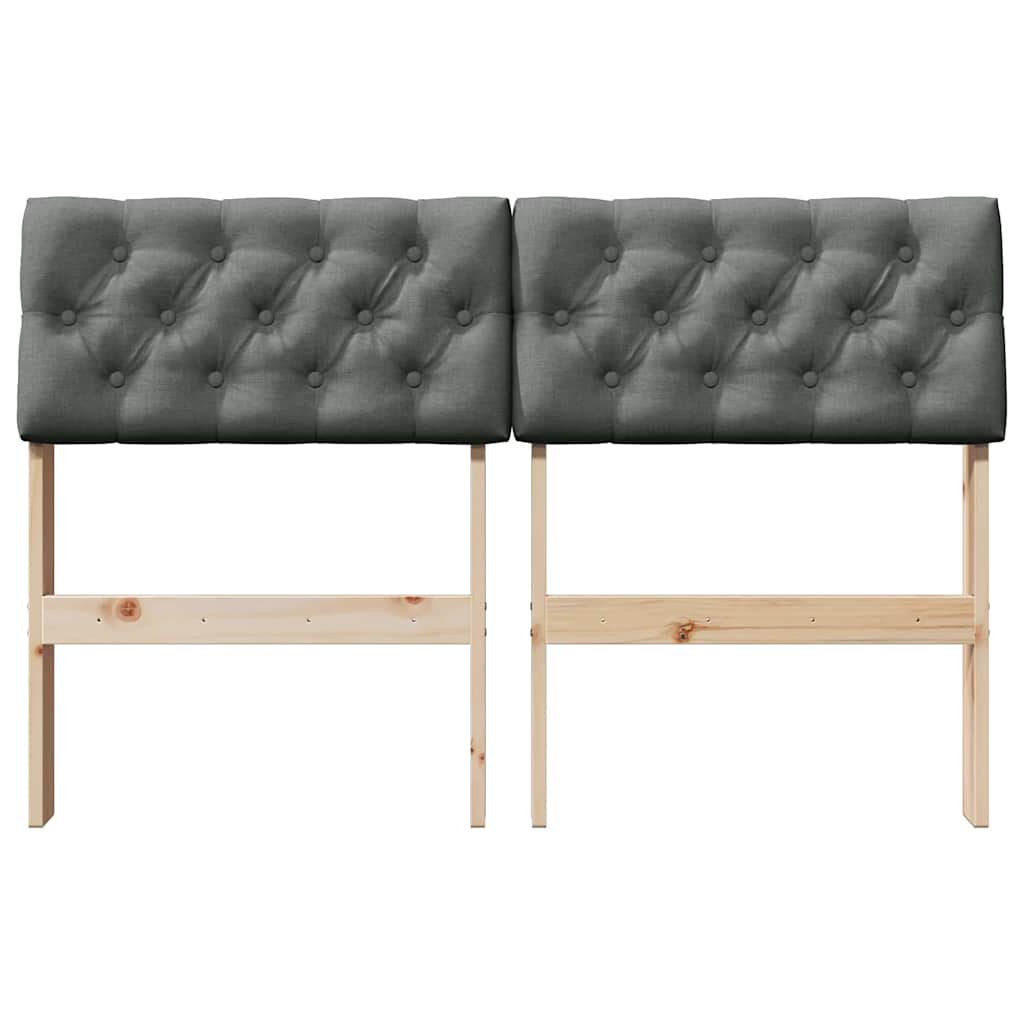 Testiera imbottita Grigio scuro 120 cm Pino massello