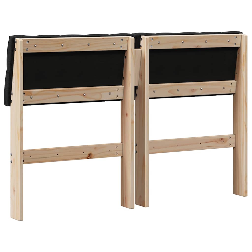 Testiera imbottita Nero 120 cm Pino massello