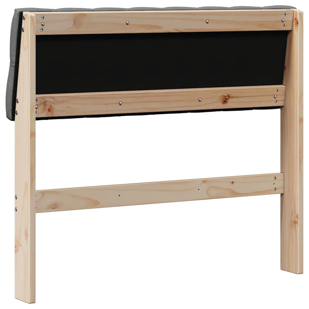 Testiera imbottita Grigio scuro 90 cm Pino massello