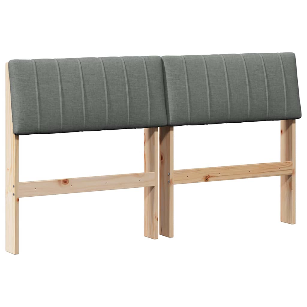 Testiera imbottita Grigio scuro 140 cm Pino massello