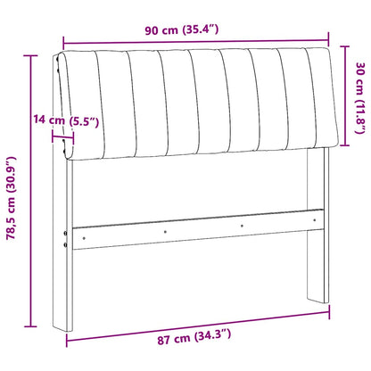 Testiera imbottita Grigio chiaro 90 cm Pino massello