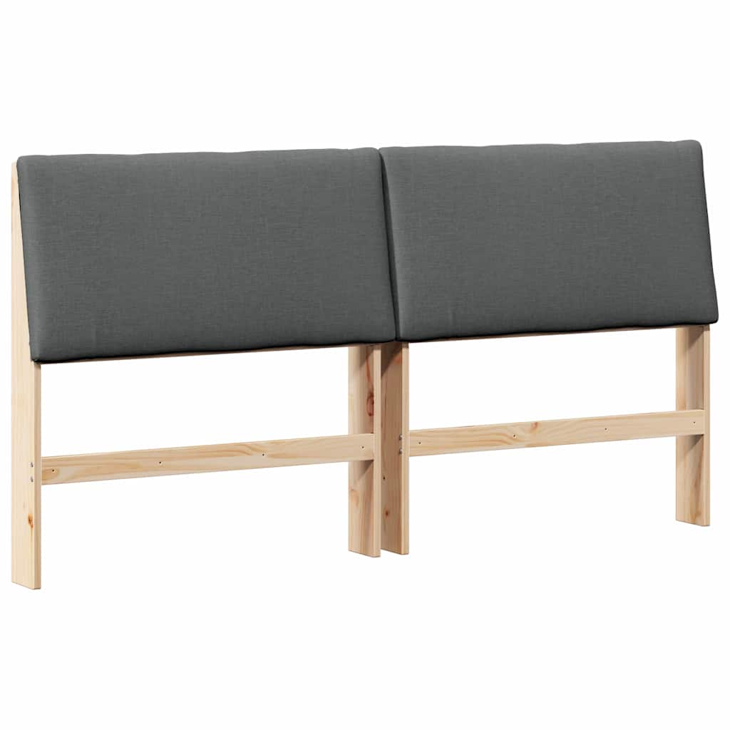 Testiera imbottita Grigio scuro 200 cm Pino massello