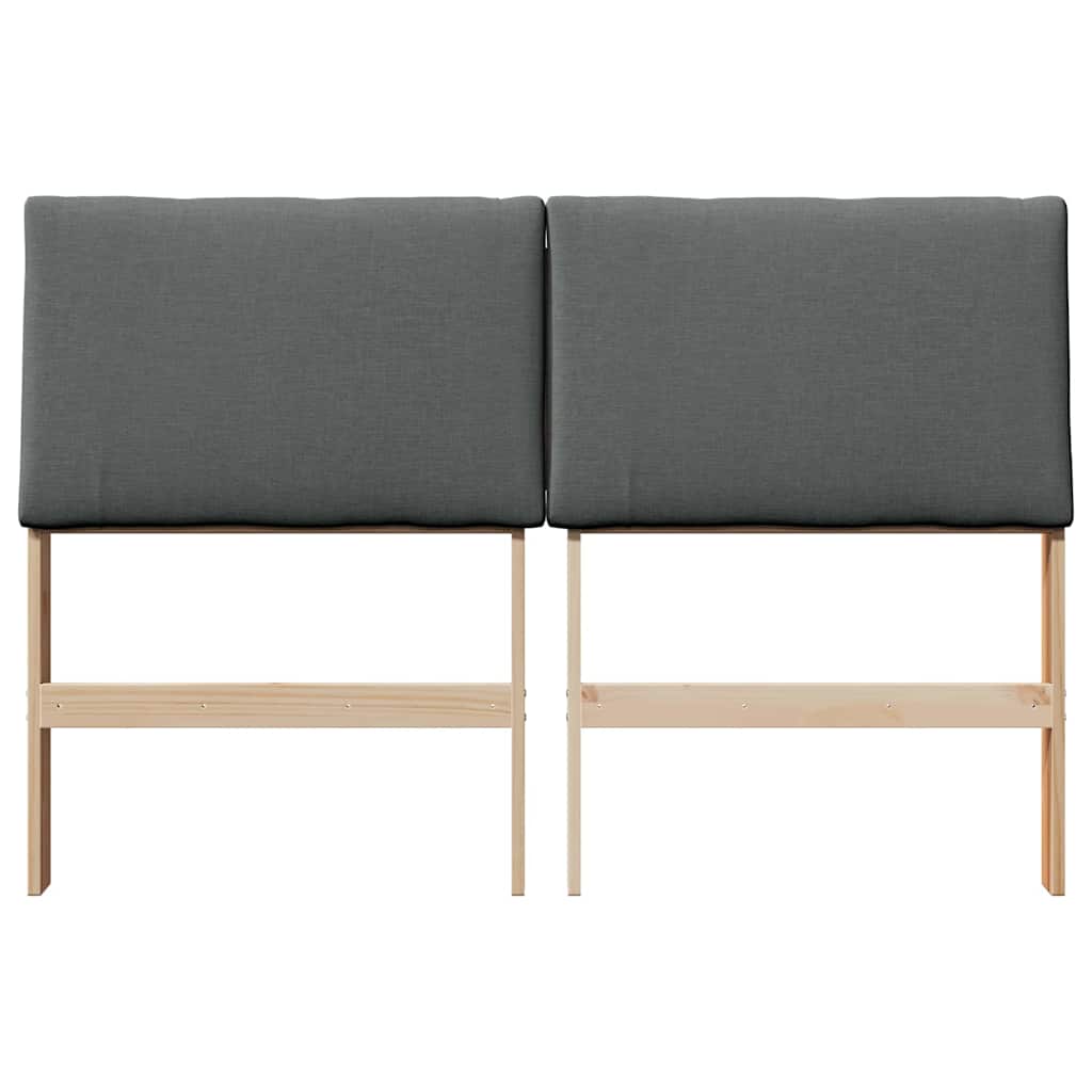 Testiera imbottita Grigio scuro 140 cm Pino massello