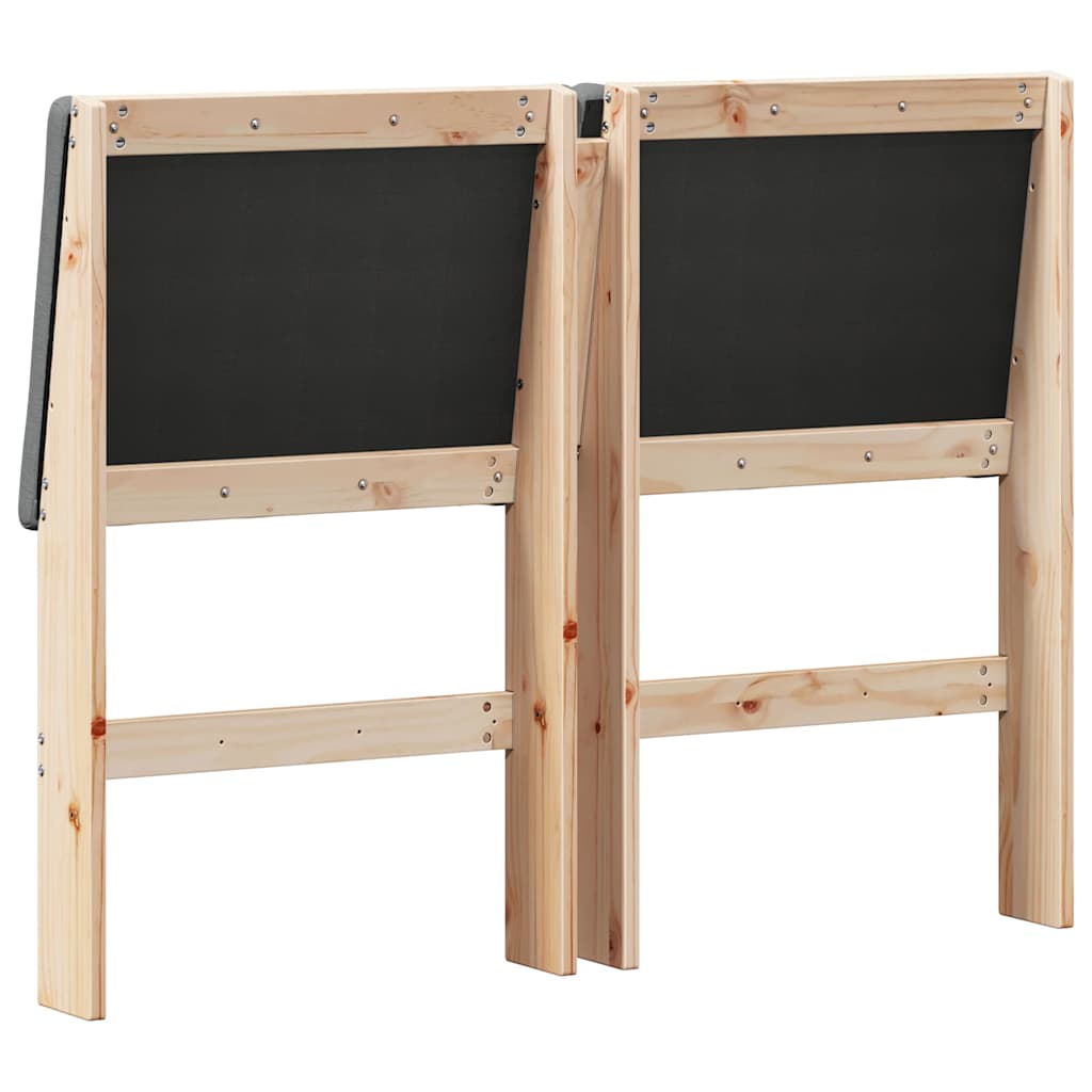 Testiera imbottita Grigio scuro 135 cm Pino massello