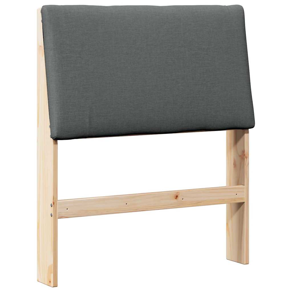 Testiera imbottita Grigio scuro 75 cm Pino massello