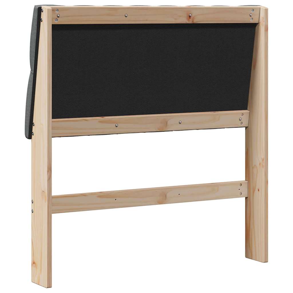 Testiera imbottita Grigio scuro 90 cm Pino massello