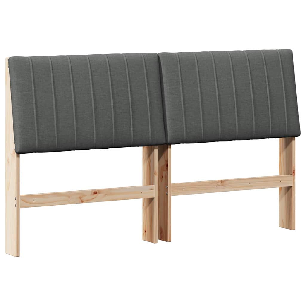 Testiera imbottita Grigio scuro 160 cm Pino massello