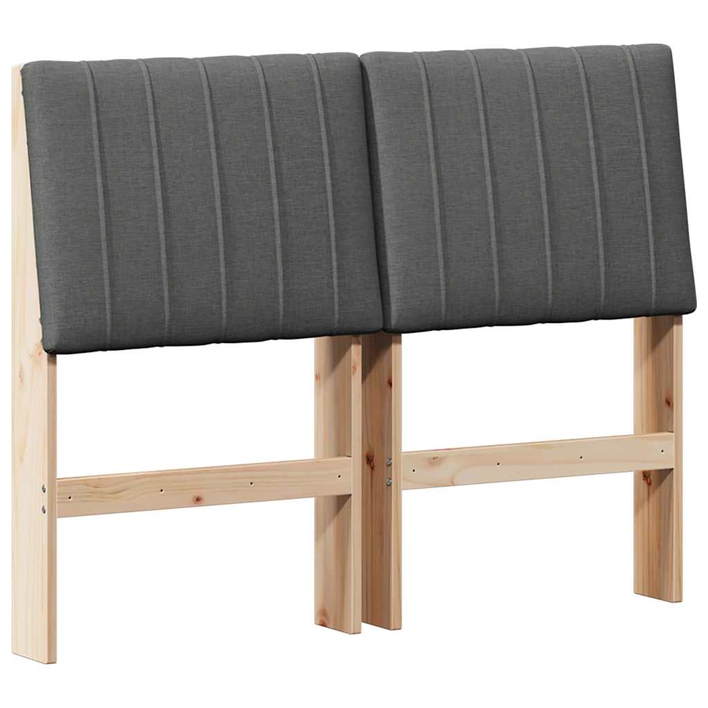 Testiera imbottita Grigio scuro 120 cm Pino massello