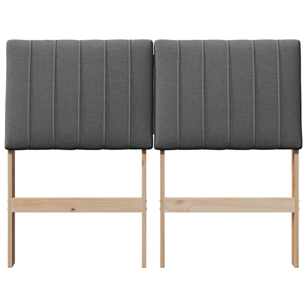 Testiera imbottita Grigio scuro 120 cm Pino massello