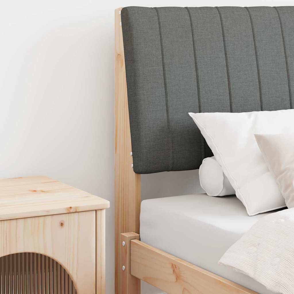Testiera imbottita Grigio scuro 75 cm Pino massello