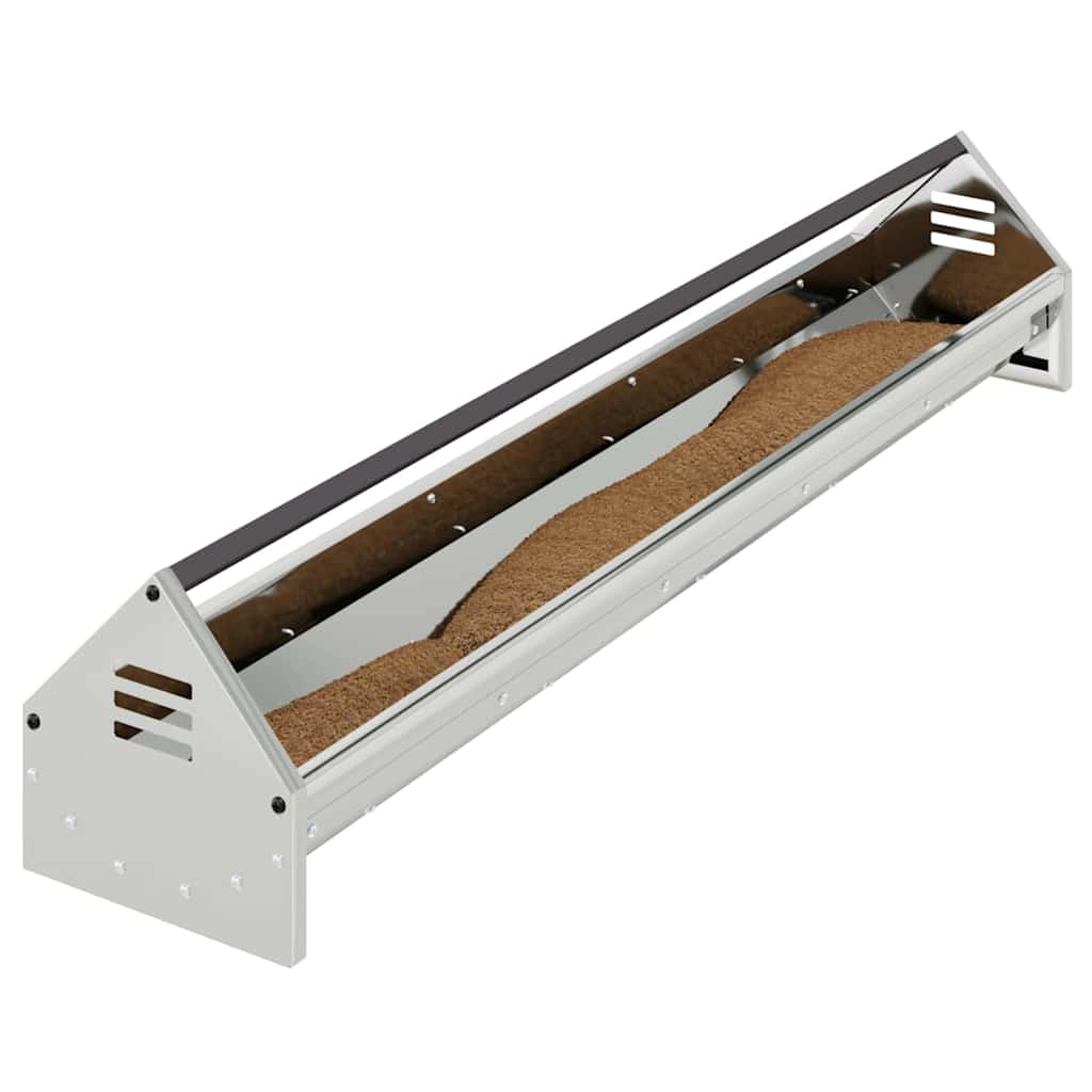 Mangiatoia per polli Argento 108 x 20,5 x 20 cm Acciaio zincato