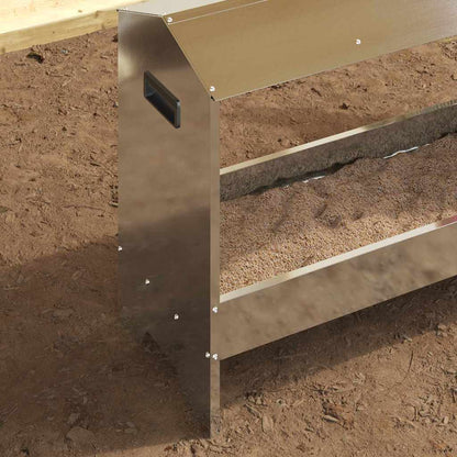 Mangiatoia per polli Argento 81 x 32 x 53,5 cm Acciaio zincato