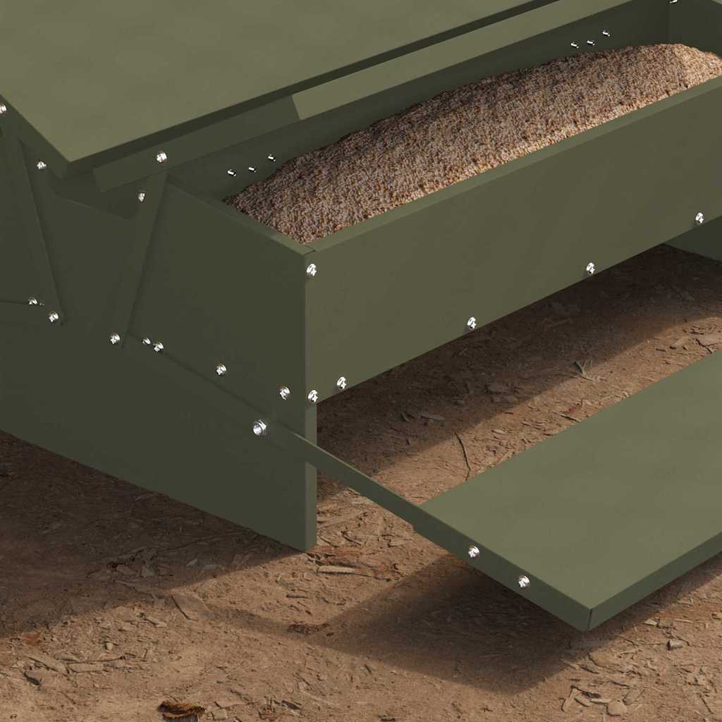 Mangiatore a Pedale per Pollo Verde oliva 75 x 53 x 20,5 cm