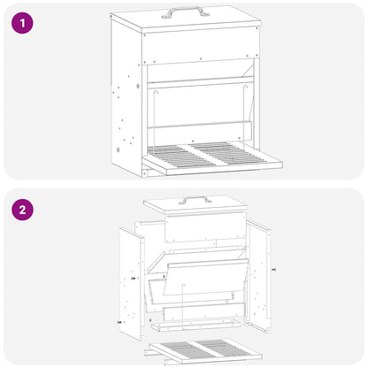 Mangiatore a Pedale per Pollo Verde oliva 33 x 42 x 40 cm