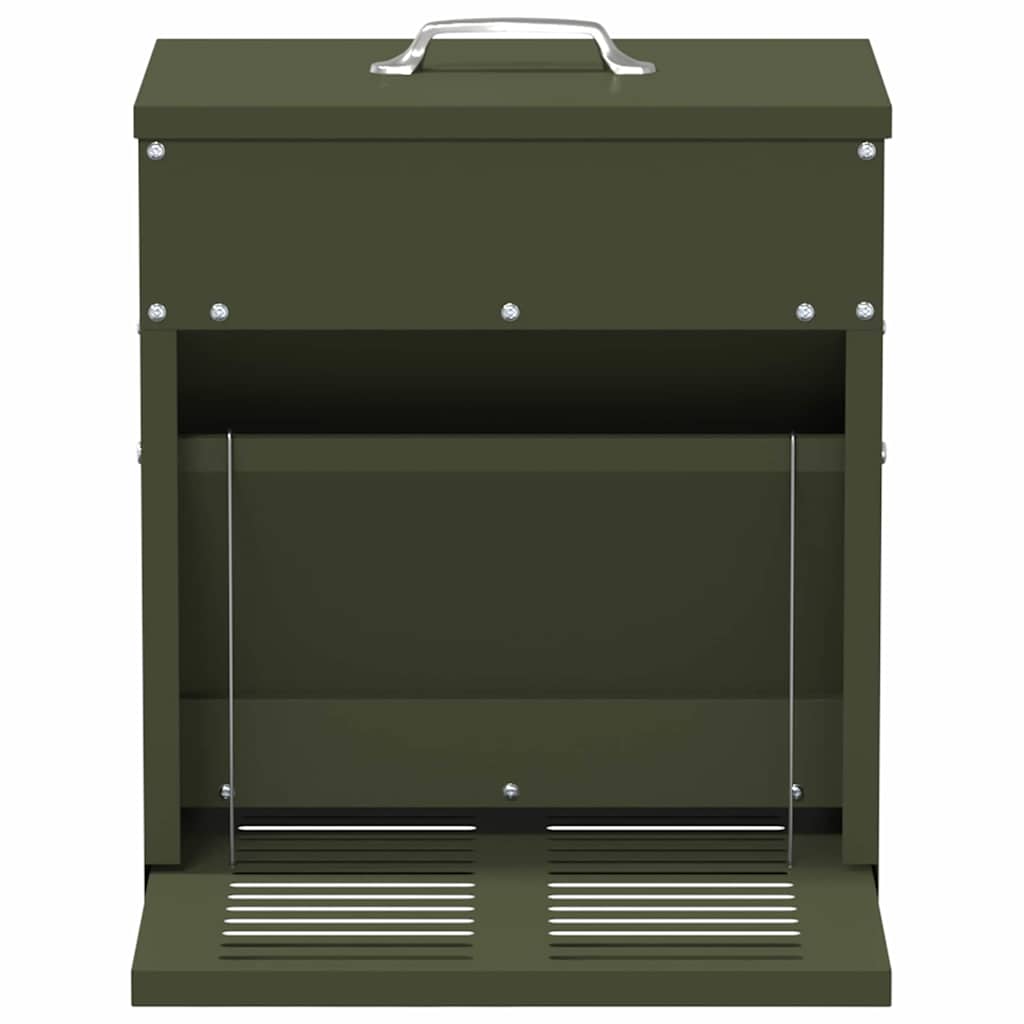 Mangiatore a Pedale per Pollo Verde oliva 33 x 42 x 40 cm