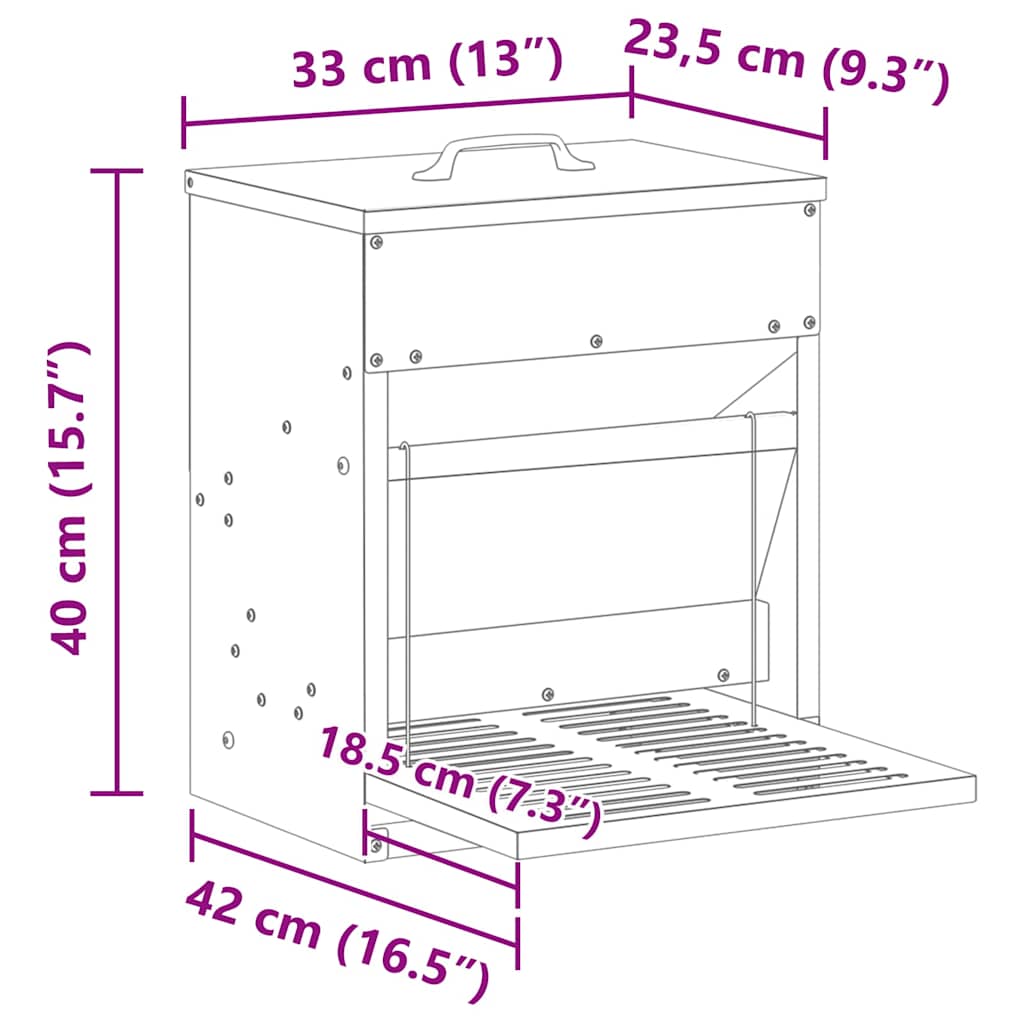 Mangiatore a Pedale per Pollo Argento 33 x 42 x 40 cm | homemem39