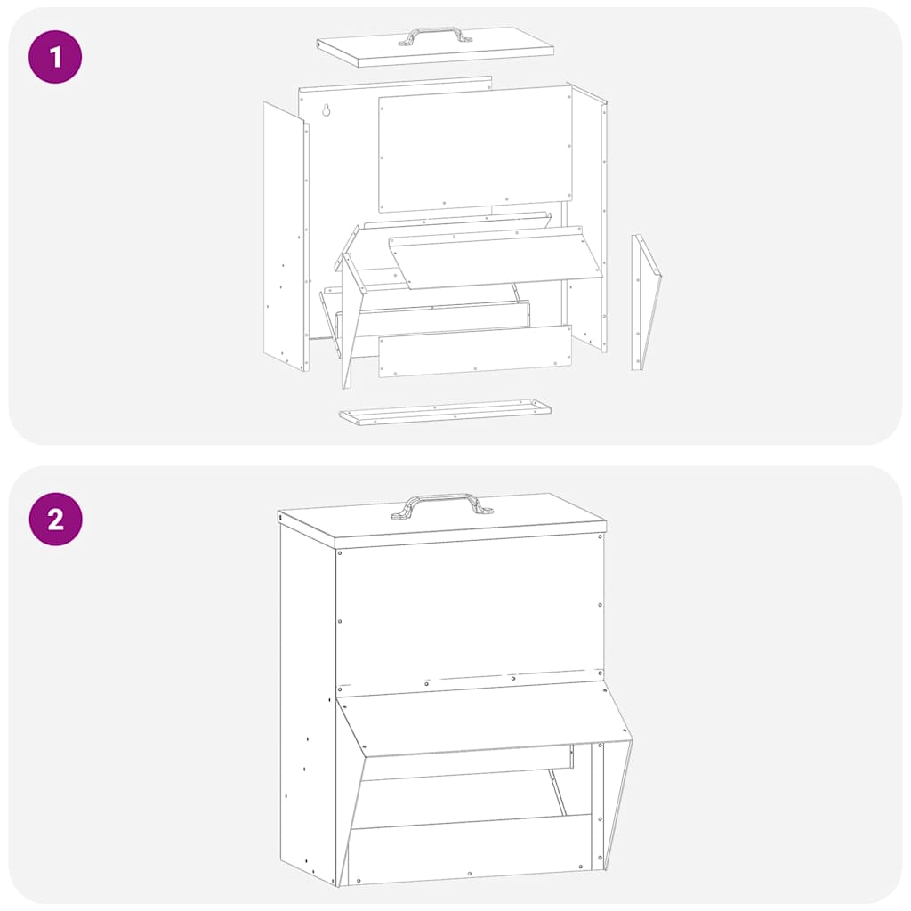 Feeder per pollo Argento 20 x 25 x 35 cm Acciaio zincato