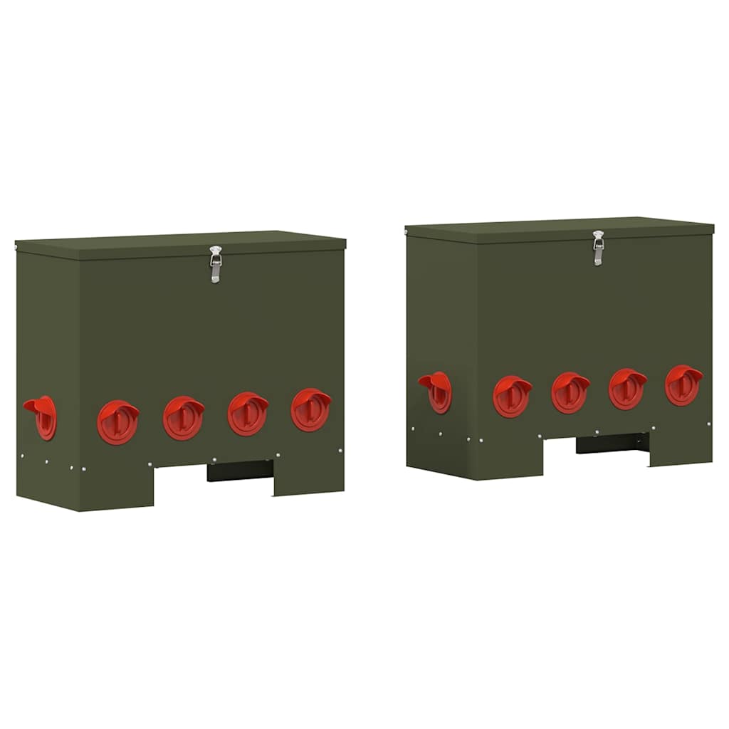 Feeder per pollo 2 pcs Verde oliva 60,5 x 29 x 51 cm