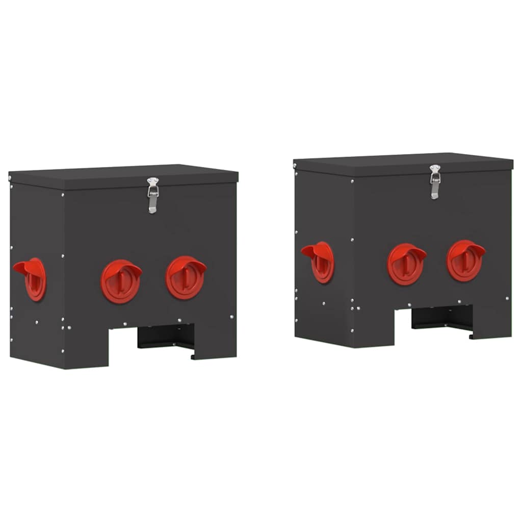 Feeder per pollo 2 pcs Nero 40,5 x 25 x 38 cm