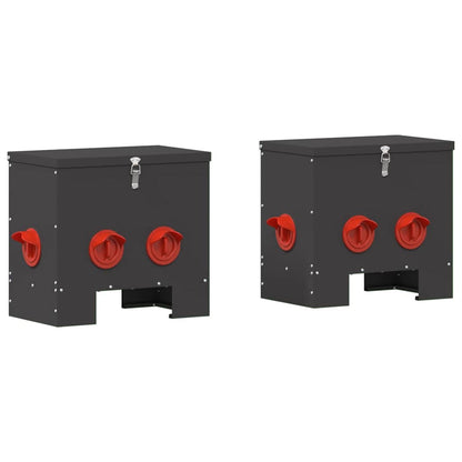 Feeder per pollo 2 pcs Nero 40,5 x 25 x 38 cm