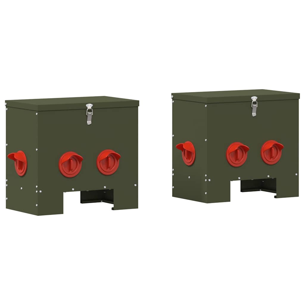 Feeder per pollo 2 pcs Verde oliva 40,5 x 25 x 38 cm