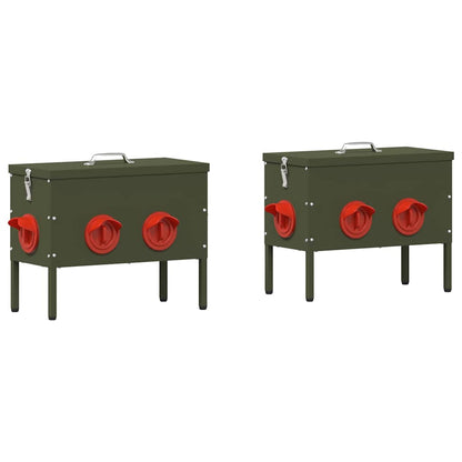 Feeder per pollo 2 pcs Verde oliva 41,5 x 20,5 x 33 cm