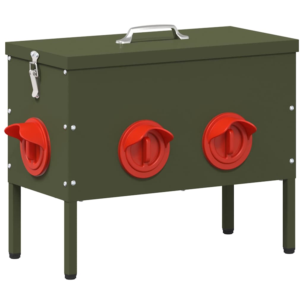 Feeder per pollo 2 pcs Verde oliva 41,5 x 20,5 x 33 cm