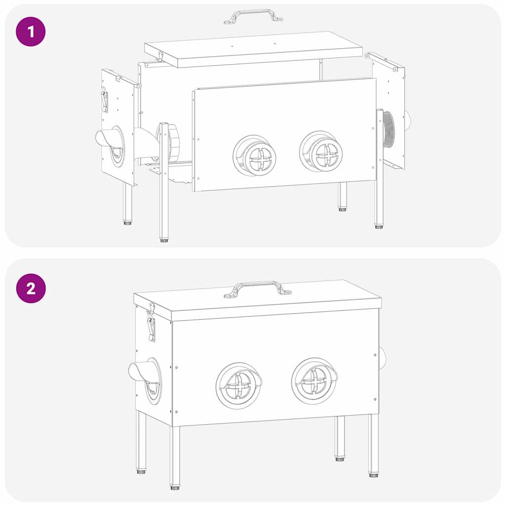 Feeder per pollo 2 pcs Argento 41,5 x 20,5 x 33 cm | homemem39